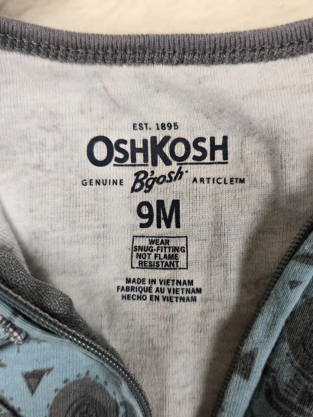 OshKosh B'gosh Navy Anchor Zip Footie with Red Trim